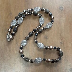 Premier Designs Silver and Black Beaded Necklace